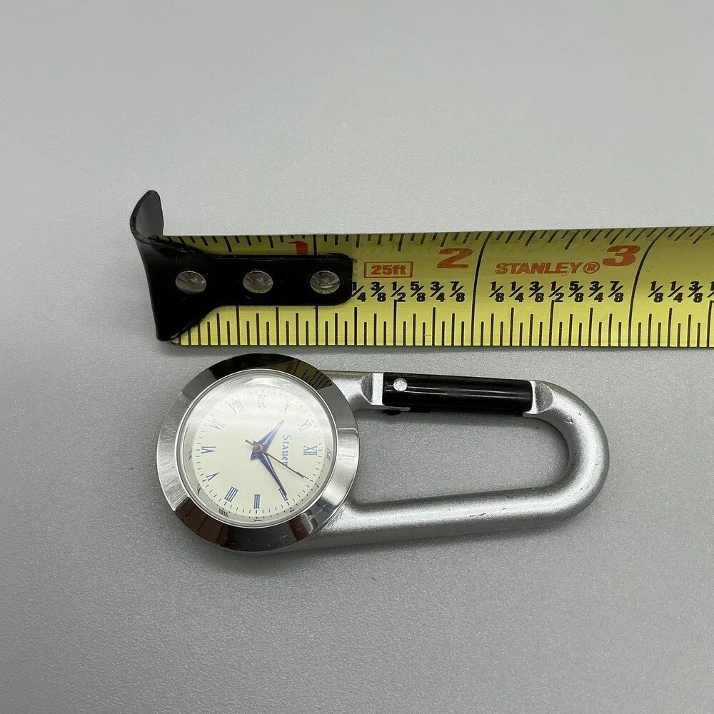 Stauer Key Ring Watch Men 29mm Beige Dial Silver Tone Carabiner New Battery